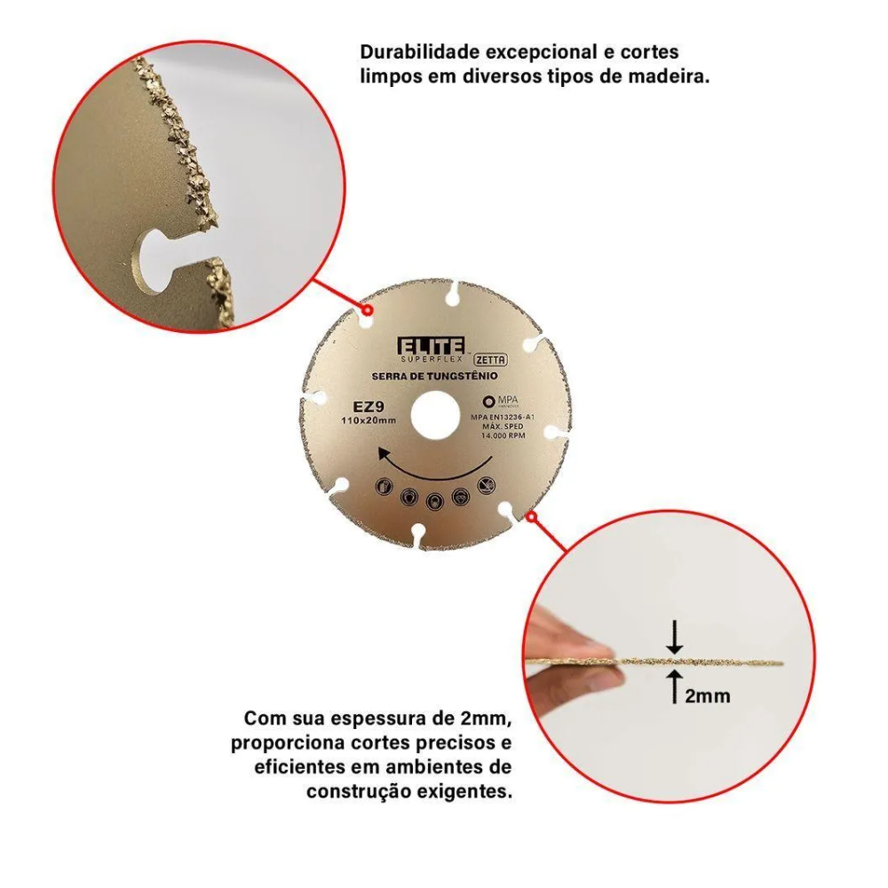 Disco de Serra P/ Mad. Tungstenio - 110mm x 20mm (Elite)