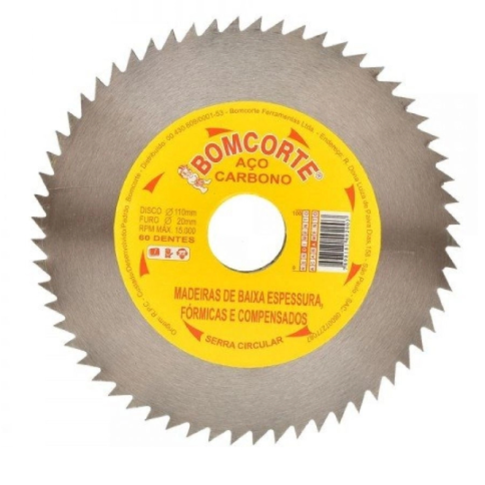 Disco de Serra P/ Mad. 60D - 110mm x 20mm (Bom Corte)