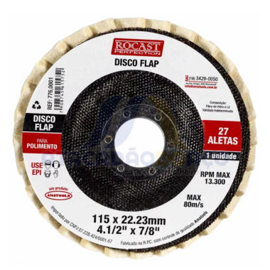 Disco Flap P/ Polimento - 4.1/2 - 27 Aletas (Rocast)