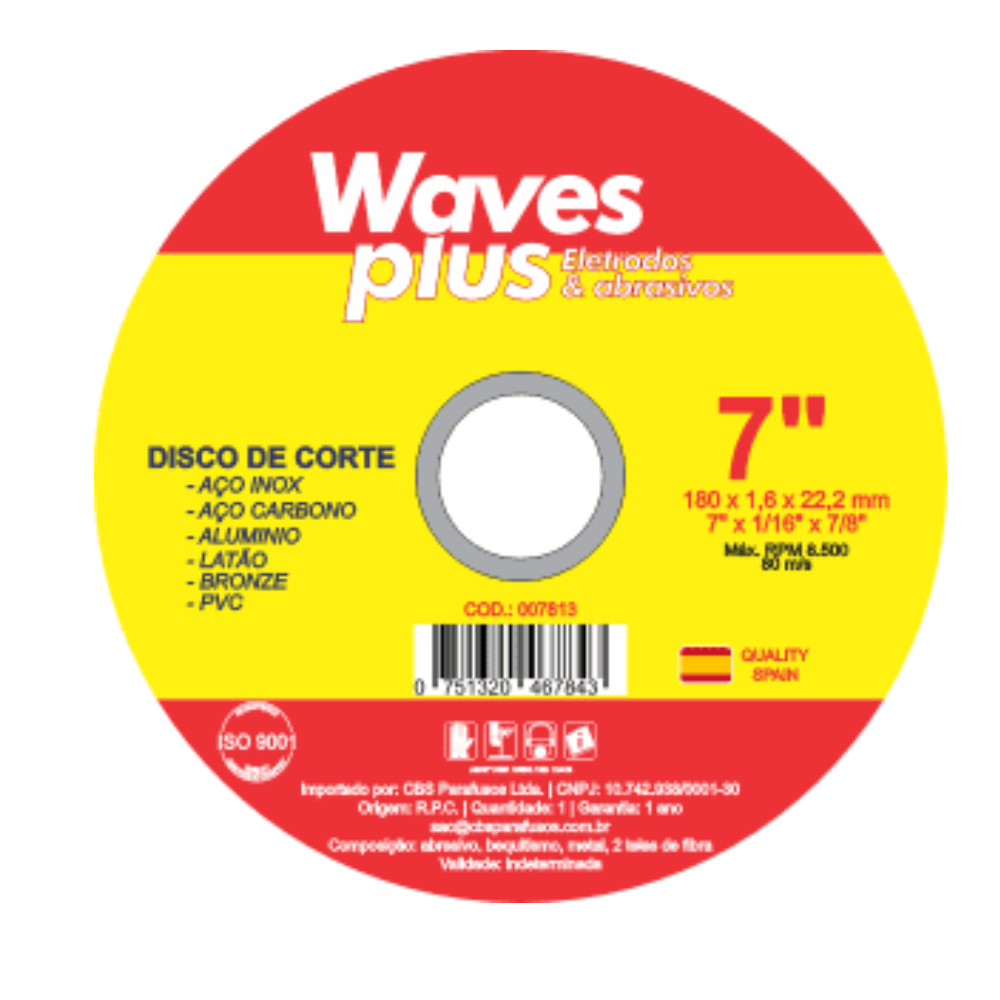 Disco de Corte Inox 7'' (Waves Plus)
