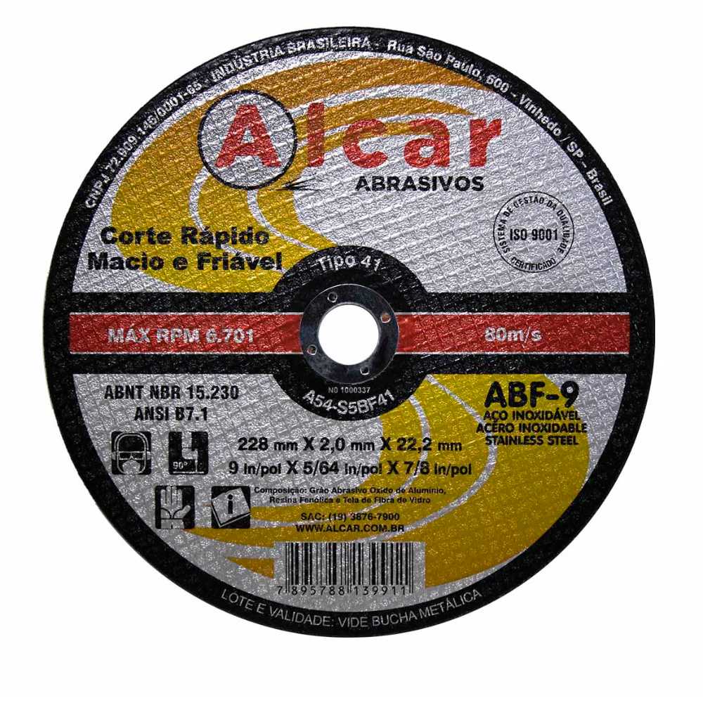 Disco de Corte Inox 9'' (Alcar)