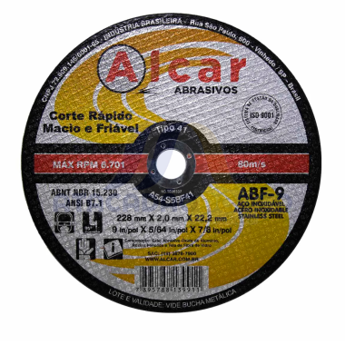 Disco de Corte Inox 9'' (Alcar)