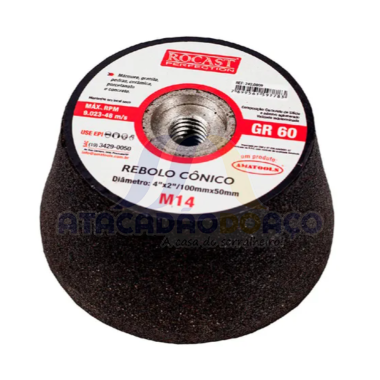 Disco Rebolo Conico C/ Rosca M14 - 100mm x 50mm (Rocast)