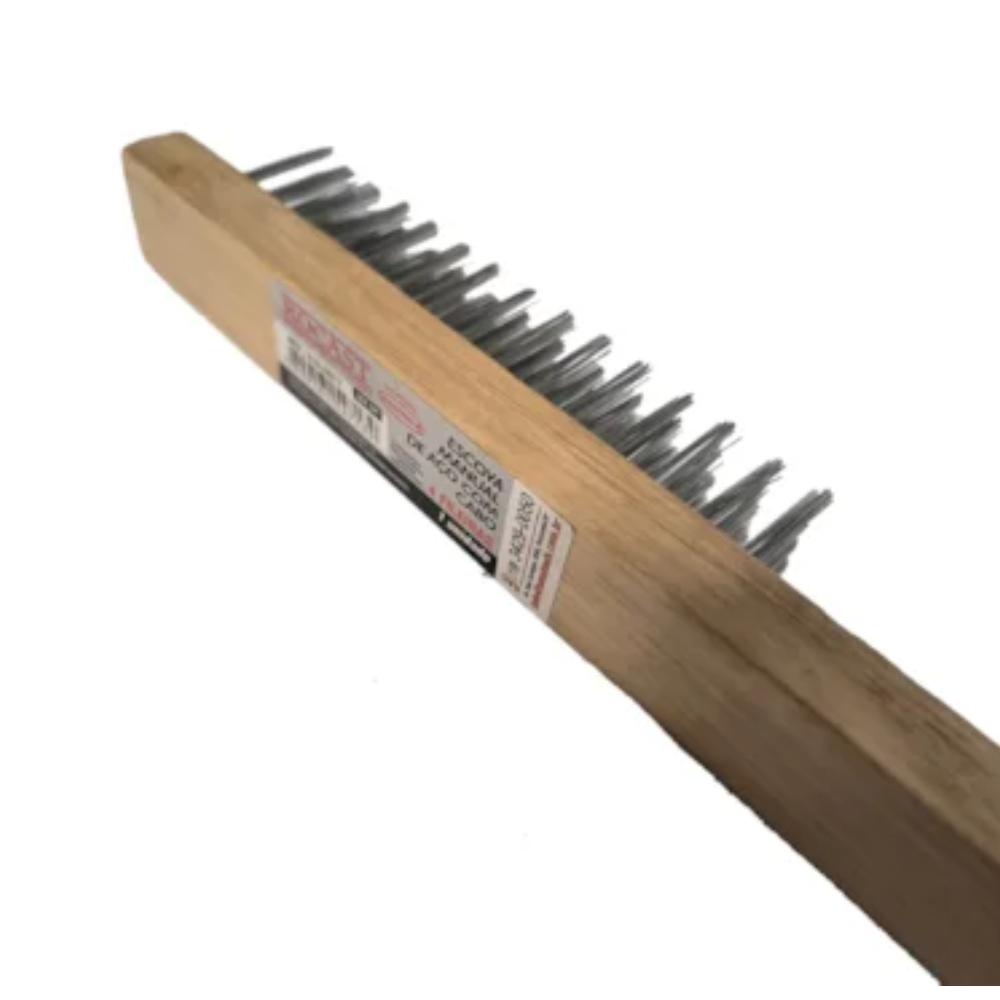 Escova de Aço Man. Cabo Mad. (Rocast)