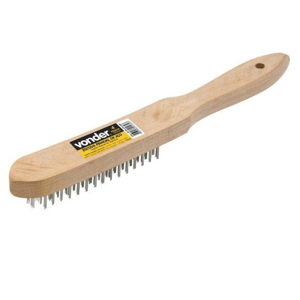 Escova de Aço Man. Cabo Mad. (Vonder)