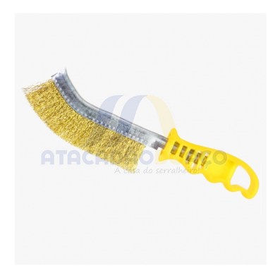 Escova de Aço Man. Cabo Plast. Amarelo Inox (Pequi)