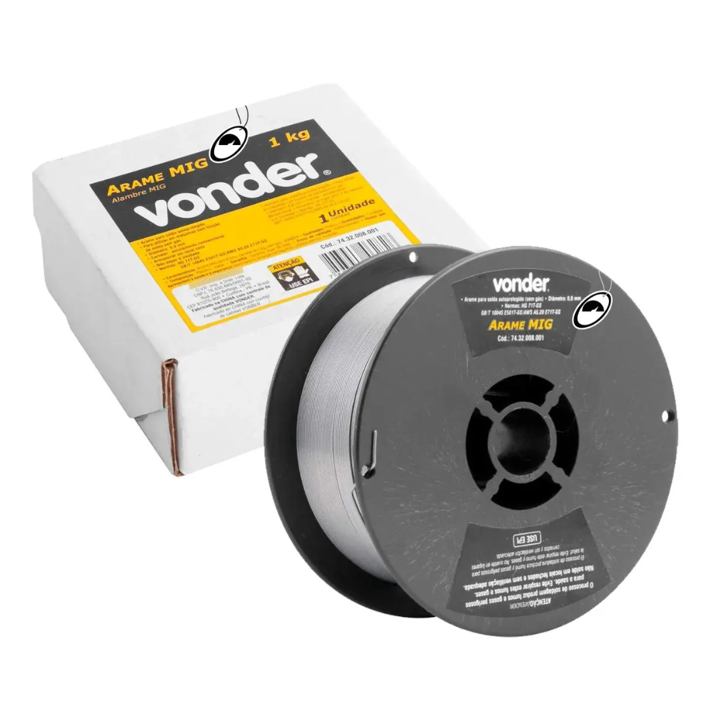 Solda Mig Rolo 1kg Gas Imbutido - 0.8mm (Vonder)