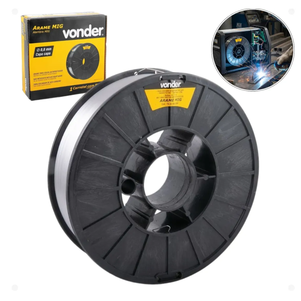 Solda Mig Rolo 05kg Gas Imbutido - 0.8mm (Vonder)