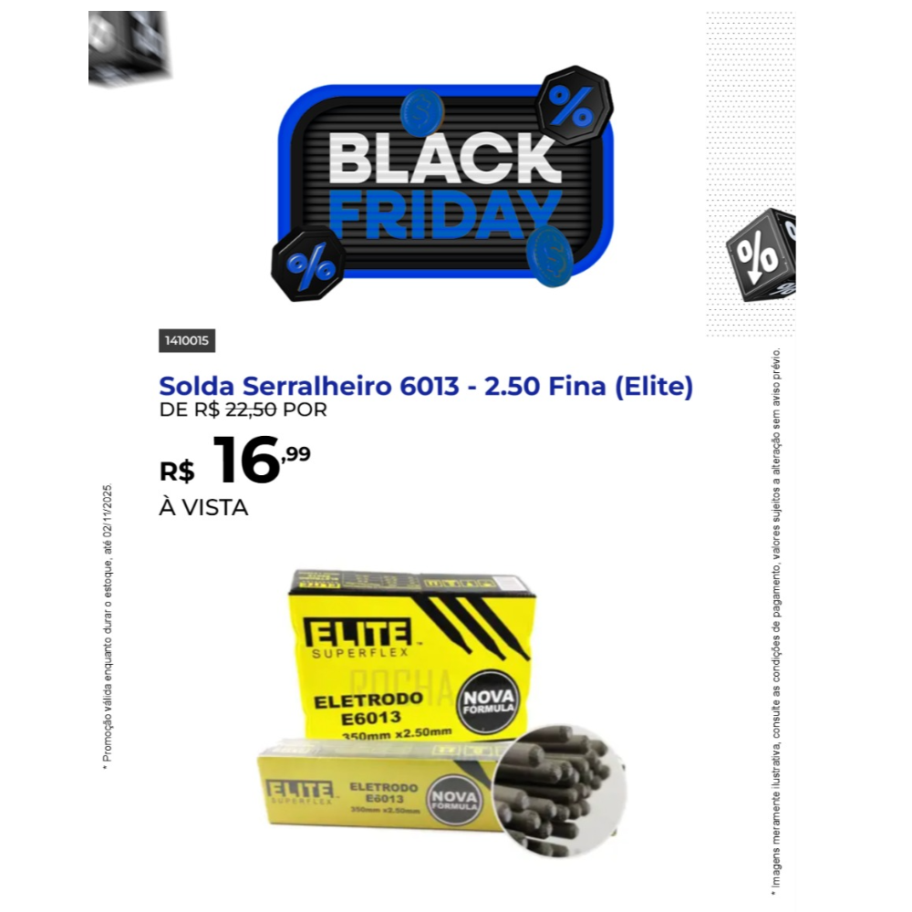 Solda Serralheiro 6013 - 2.50 Fina (Elite)