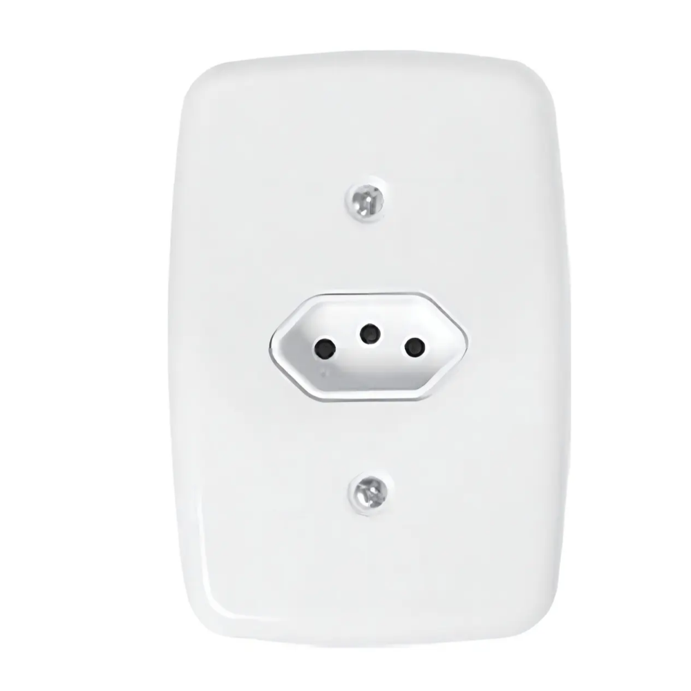 Tomada Simples C/ Placa 3-Pino 10A (Pluzie Ideale)