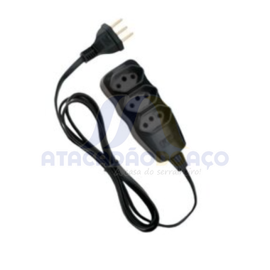 Extensao 3 Tom.10A X 2mt Preto (Lig Plus)