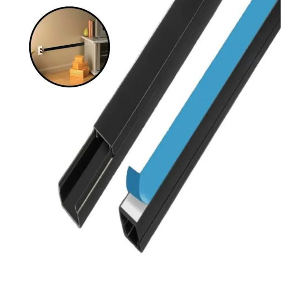 Canaleta Plastica Preta C/ Adesivo - 2,0mt x 20mm