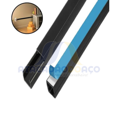 Canaleta Plastica Preta C/ Adesivo - 2,0mt x 20mm