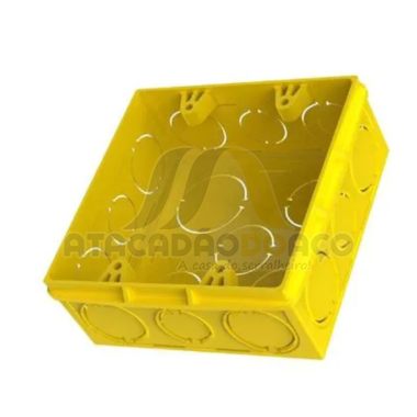 Caixa de Embutir Quadrada Amarela - 4 x 4