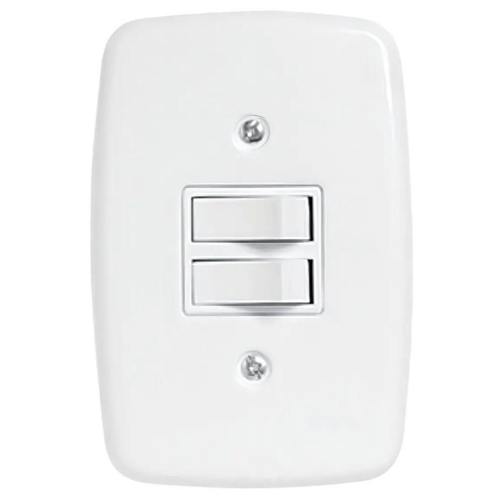 Interruptor Duplo C/Placa 10A (Pluzie Ideale)