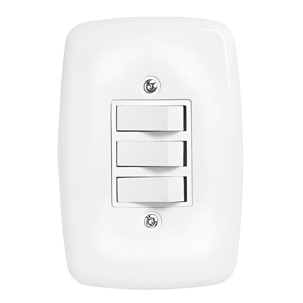 Interruptor Triplo C/Placa 10A (Pluzie Ideale)