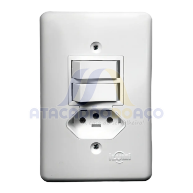 Interruptor + 2 Tom. C/Placa 3-Pino 10A (Ilumi)