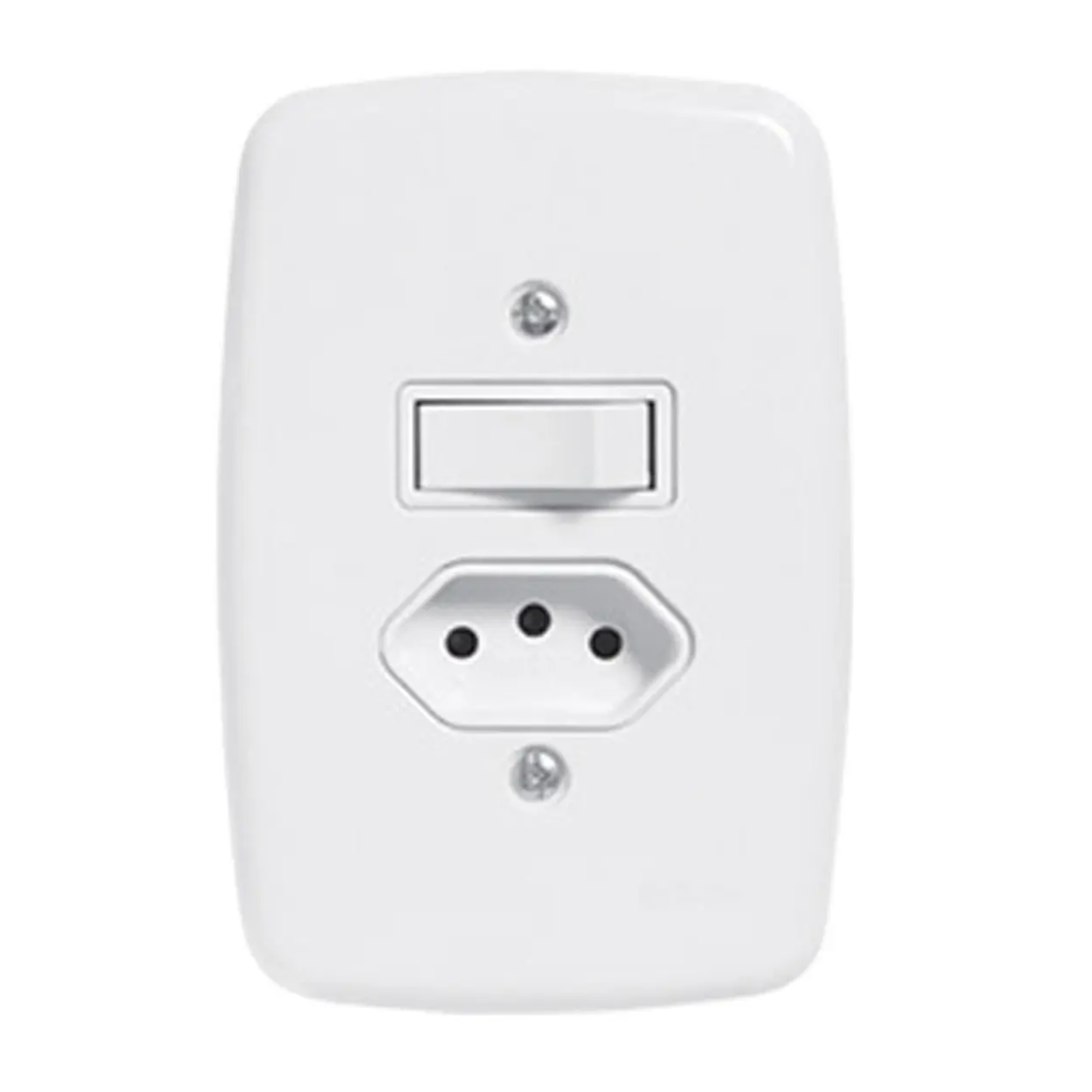 Interruptor  + Tom. C/Placa 3-Pino 10A (Pluzie Ideale)