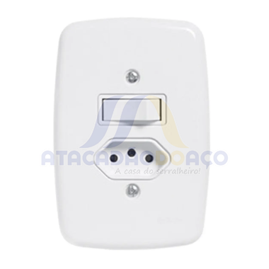 Interruptor  + Tom. C/Placa 3-Pino 10A (Pluzie Ideale)