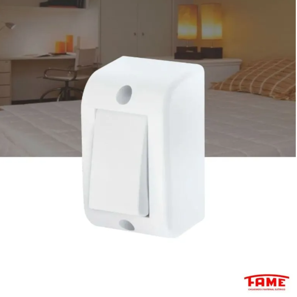 Interruptor Sobrepor Caixa Ext. Branco (Fame)