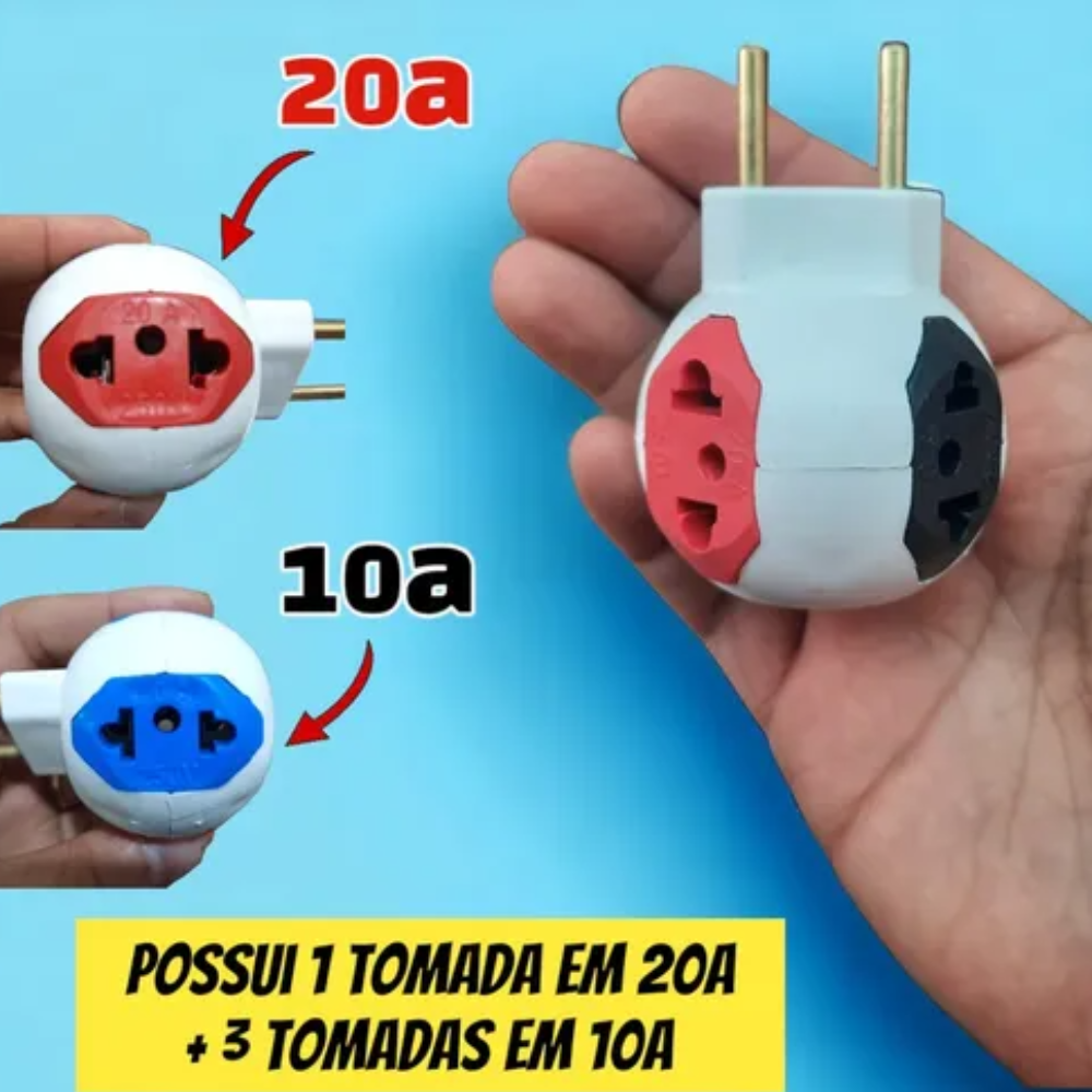 Adaptador Bola. 2 Pinos 10A X 20A (Konectar)