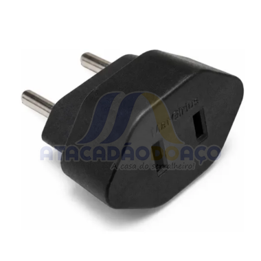 Adaptador Bip. Chato P/ Red. 2 Pinos 10A Preto (Force Line)