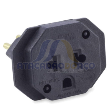 Adaptador Tri. Ant 3 Pinos 10A Preto (Force Line)