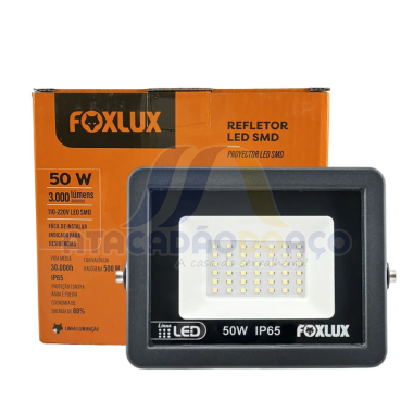 Refletor Led 50W Bivolt Preto (Fox Lux)