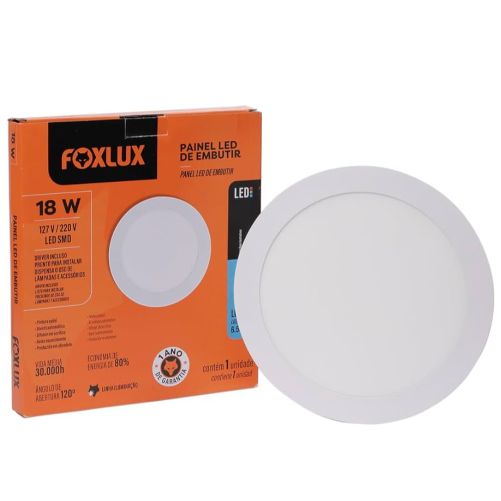 Painel Led 18W Bivolt Red Embutir (Fox Lux)