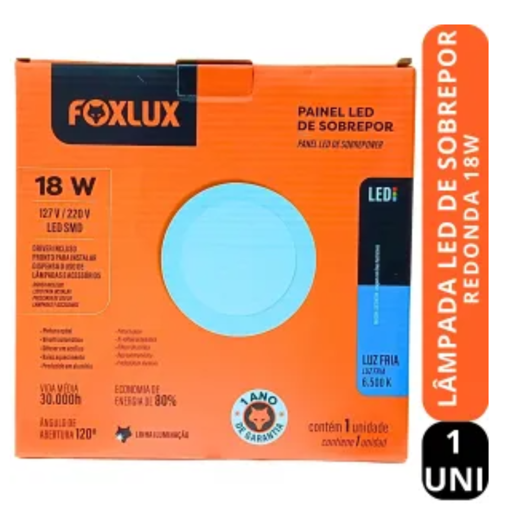 Painel Led 18W Bivolt Red Sobrepor (Fox Lux)