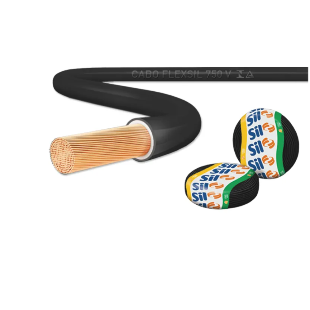 Cabo Flexivel Preto - 1 x 10mm - 750V (Sil)