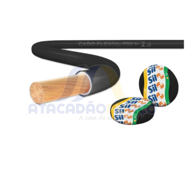Cabo Flexivel Preto - 1 x 10mm - 750V (Sil)