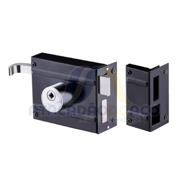 Fechadura Sobrepor Preto Tetra - F1510 (Aliança)