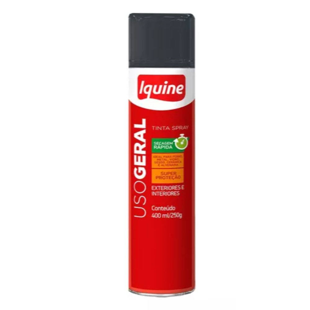 Tinta Spray Preto Brilhante 400ML (Iquine)