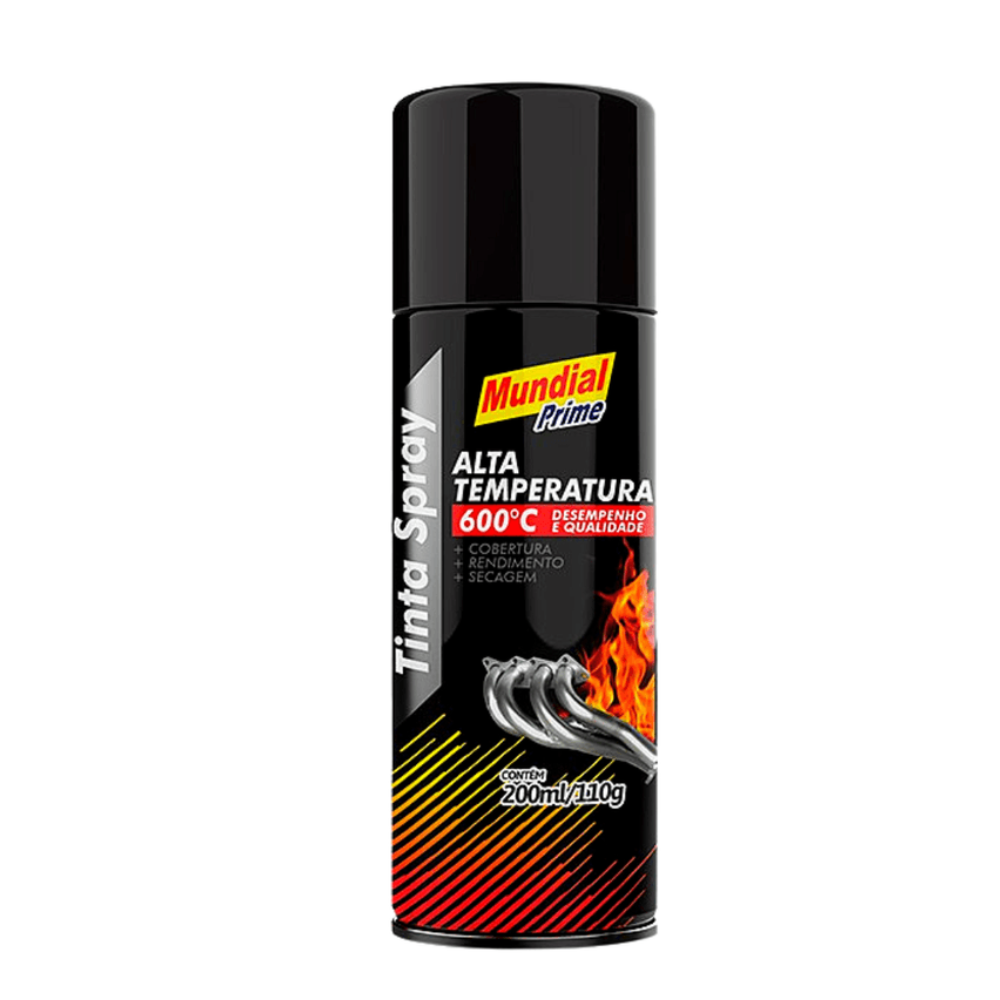 Tinta Spray Preto Fosco Alta Temp. 200ML (Mundial)