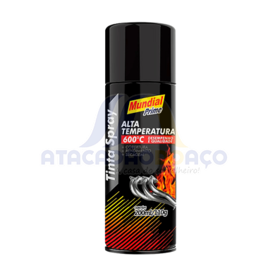 Tinta Spray Preto Fosco Alta Temp. 200ML (Mundial)