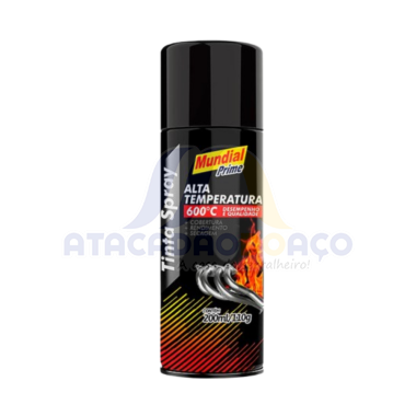 Tinta Spray Preto Fosco Alta Temp. 200ML (Mundial)