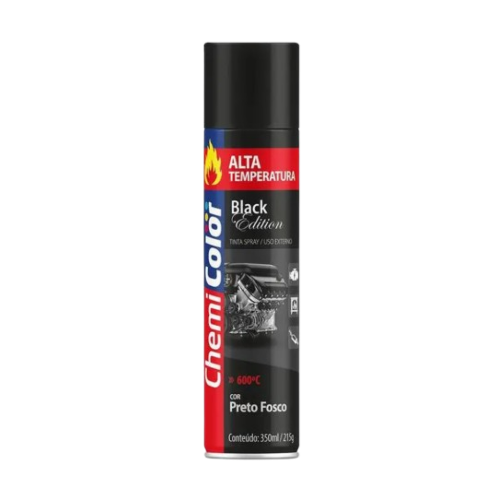 Tinta Spray Preto Fosco Alta Temp. 350ML (Chemi Color)