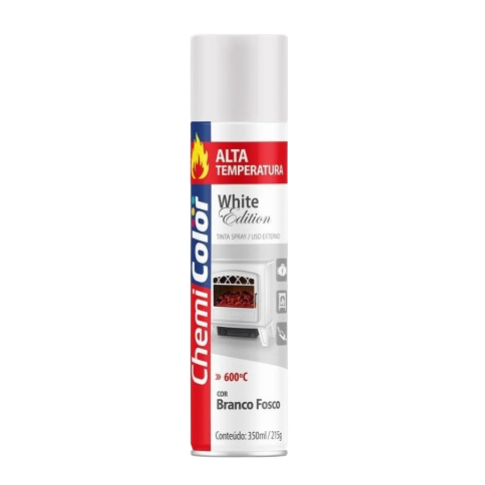 Tinta Spray Branco Fosco Alta Temp. 350ML (Chemi Color)