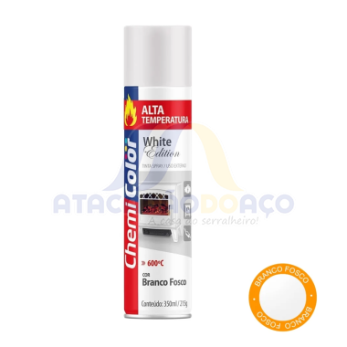 Tinta Spray Branco Fosco Alta Temp. 350ML (Chemi Color)