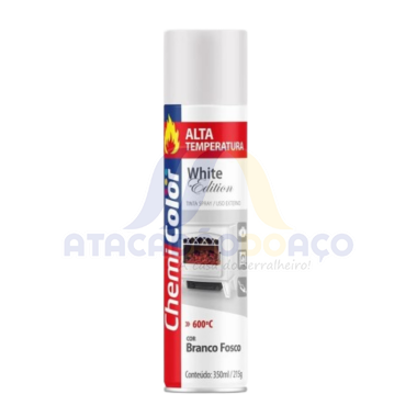 Tinta Spray Branco Fosco Alta Temp. 350ML (Chemi Color)