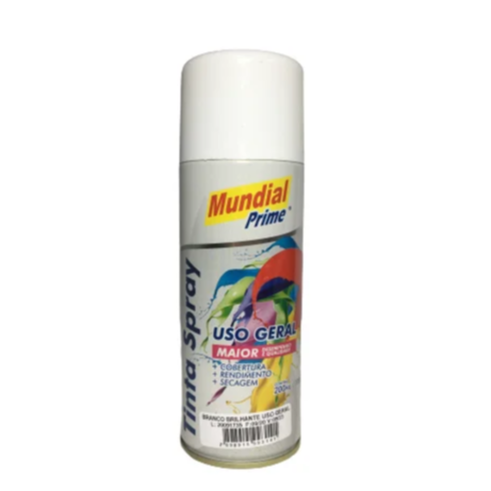 Tinta Spray Branco Brilhante 200ML (Mundial)
