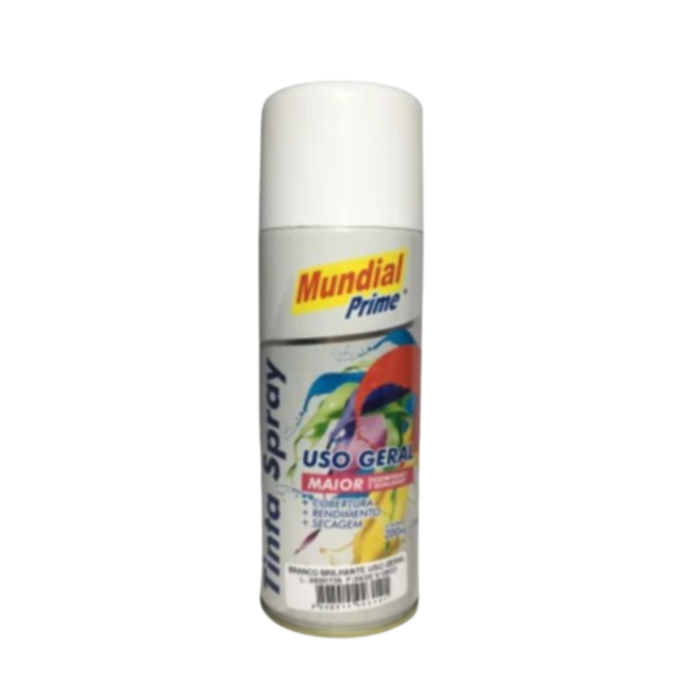 Tinta Spray Branco Brilhante 200ML (Mundial)
