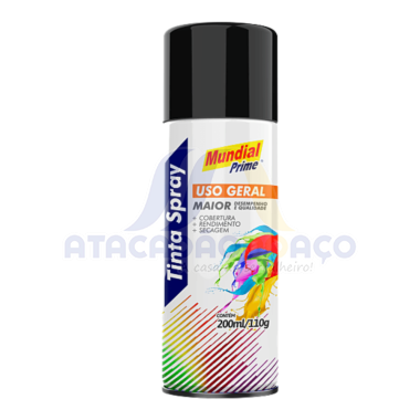 Tinta Spray Preto Brilhante 200ML (Mundial)