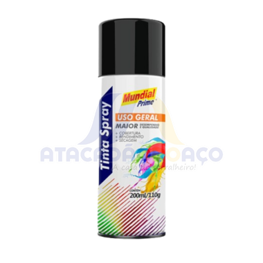 Tinta Spray Preto Brilhante 200ML (Mundial)