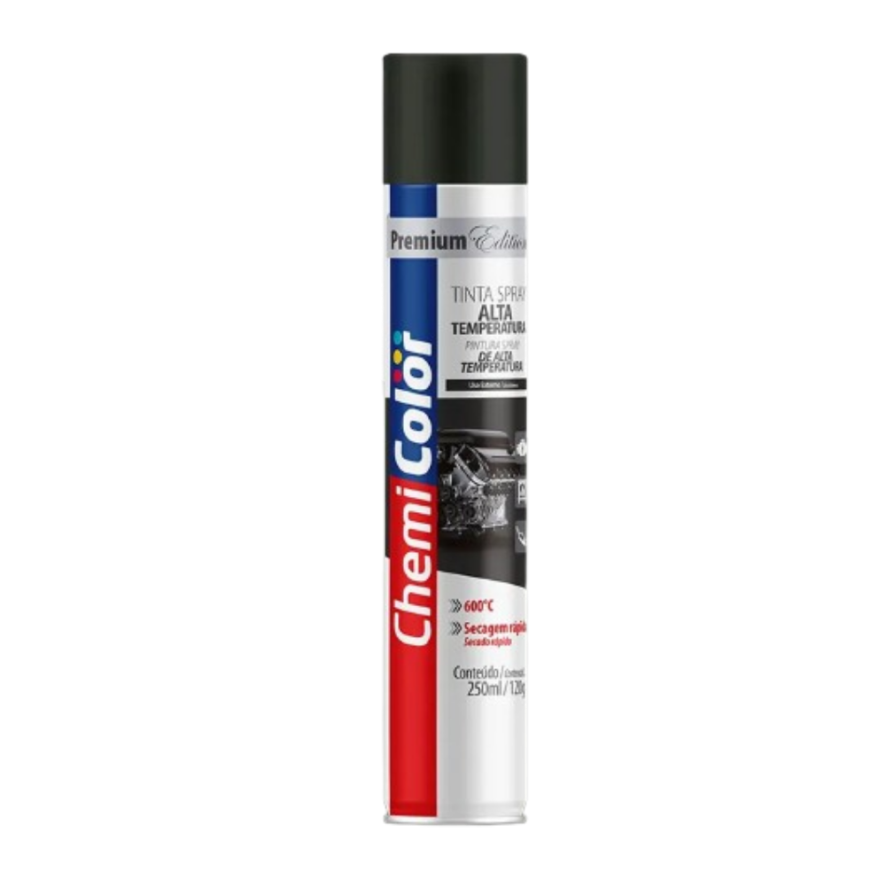 Tinta Spray Preto Fosco Alta Temp. 250ML (Chemi Color)