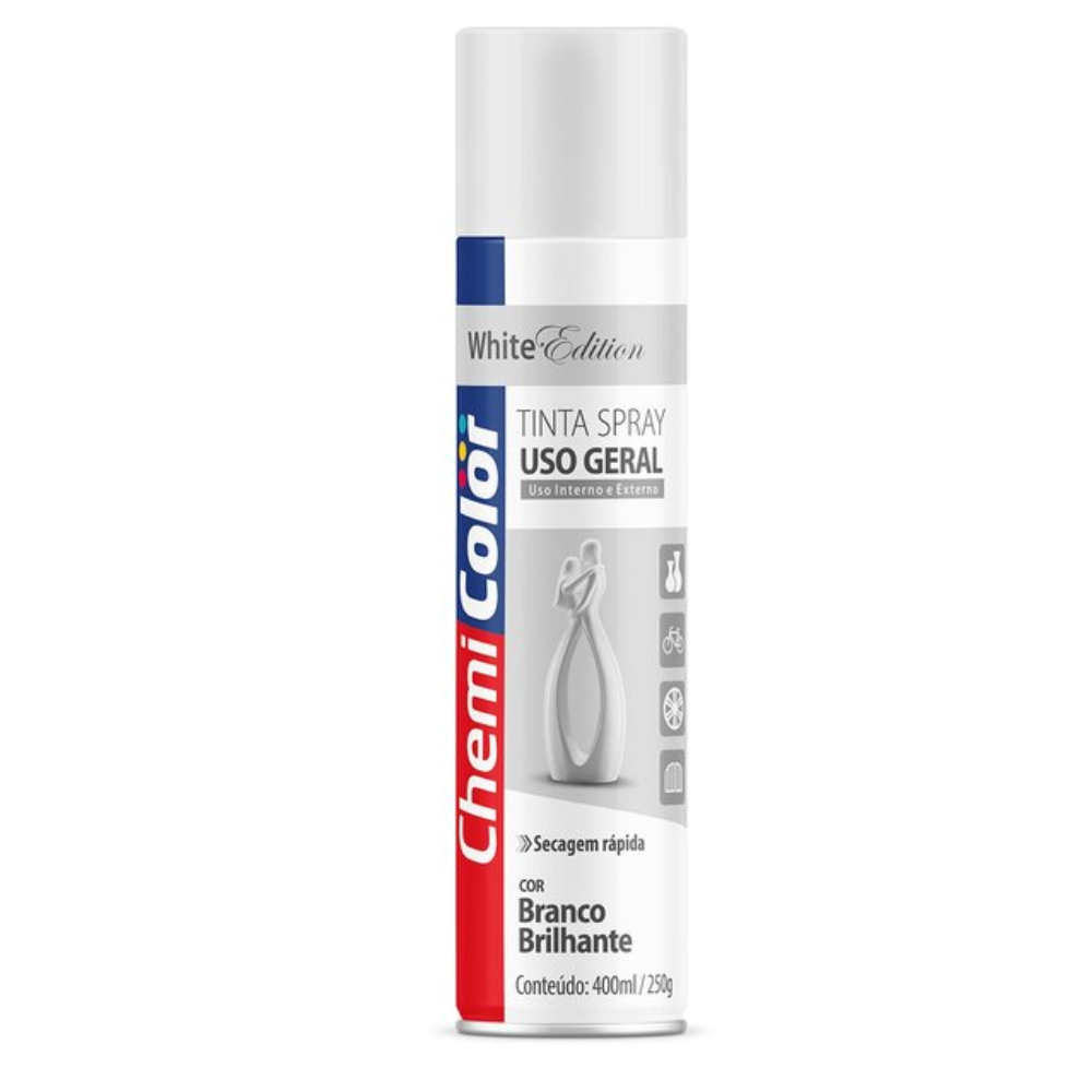 Tinta Spray Branco Brilhante 400ML (Chemi Color)