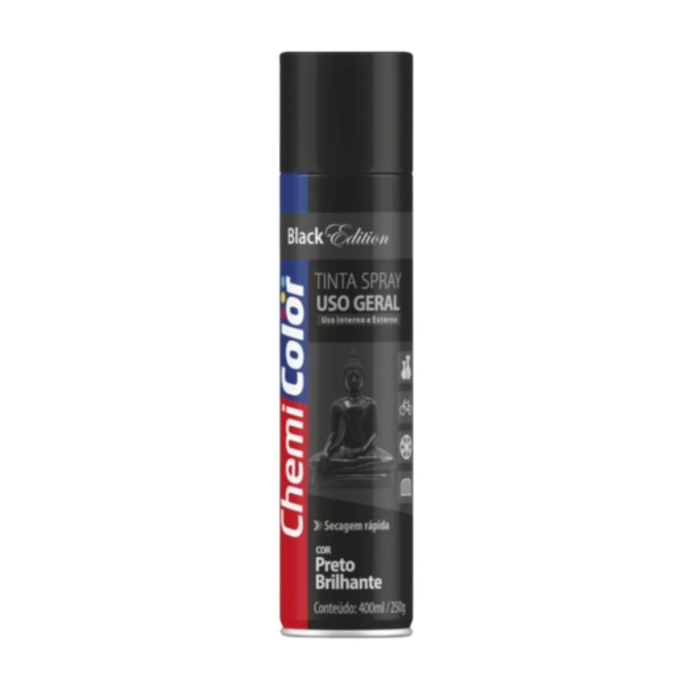 Tinta Spray Preto Brilhante 400ML (Chemi Color)