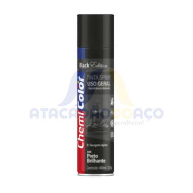 Tinta Spray Preto Brilhante 400ML (Chemi Color)