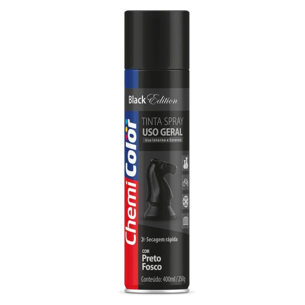 Tinta Spray Preto Fosco 400ML (Chemi Color)